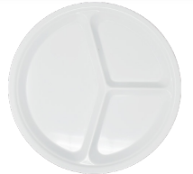 Melamine white compartment compartment plate 11" 6pcs Set  PO-07