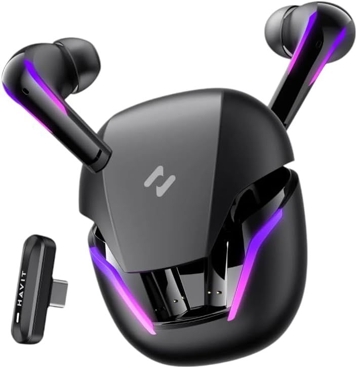 HAVIT - TW970 - Ultra-Low Latency Earbuds With Bluetooth 5.3 &amp; RGB Lighting - Black