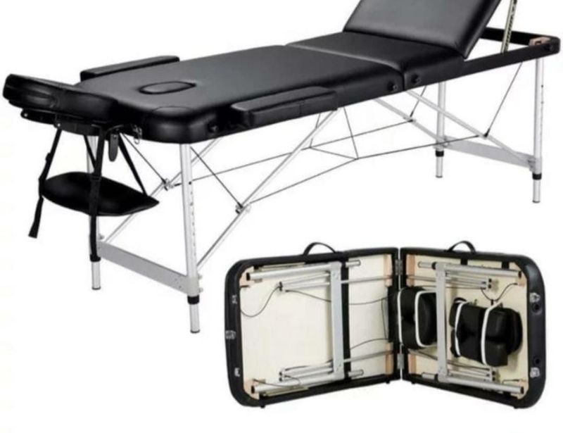 Premium PVC Leather Massage Bed with Headrest, Armrest, and Face Pillow - 185X60cm