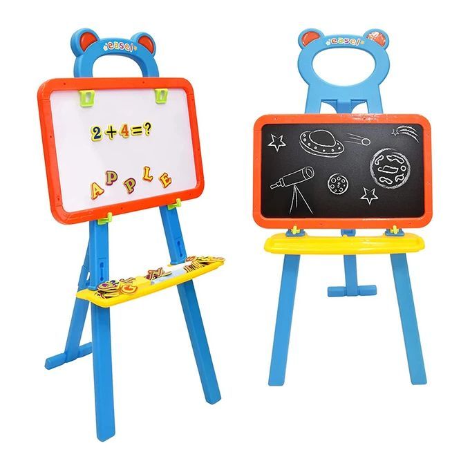3 in 1 Dry Erase Whiteboard Magnetic Board and Chalkboard. 110X52 CM.  Art Activity Drawing Board and Learning Magnetic Alphabets And Numbers ARTPRO3325