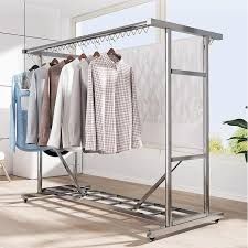 Commercial Clothes Drying Rack, Garment Rack Laundry Drying Rack for Indoor Outdoor with Size:200X55X155CM