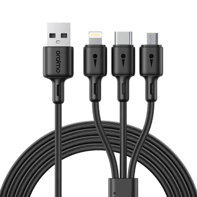 Oraimo OCD-X93 Duraline 3 1.2M 3A Type A to Micro-USB/Type-C/Lightning 3 in 1 Fas Charging Data Cable