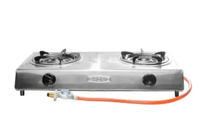 Cadac 2 Plate Gas Stove with Hose and Regulator - Stainless Steel