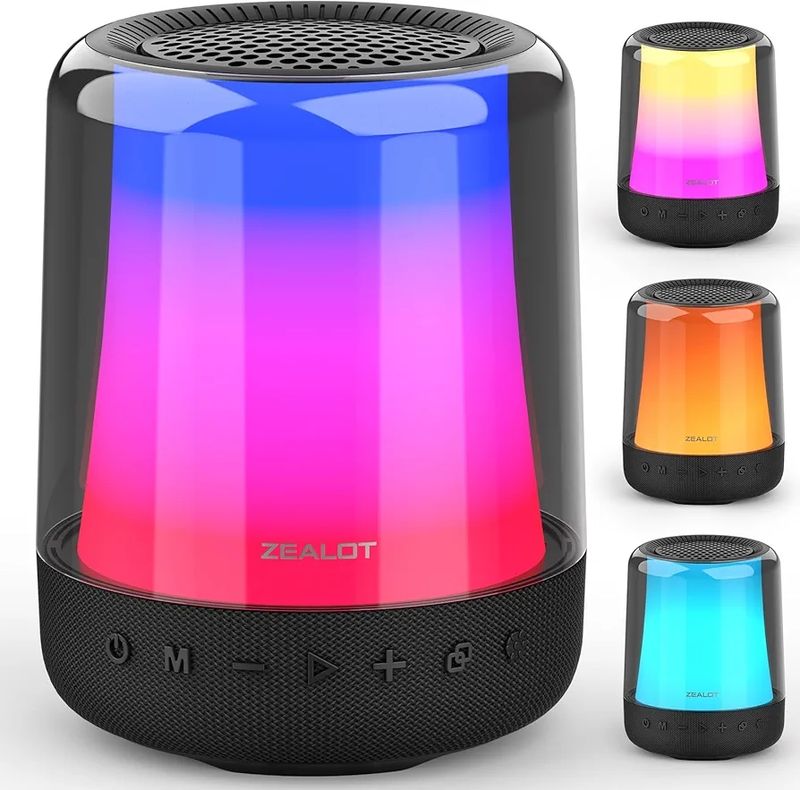 ZEALOT S66 Portable Bluetooth Speaker with Lights, 24W Loud HD Stereo Sound,Wireless Speaker,V5.2 Bluetooth, Dual Pairing,TF Card/USB/AUX for Party,Home,Outdoor 