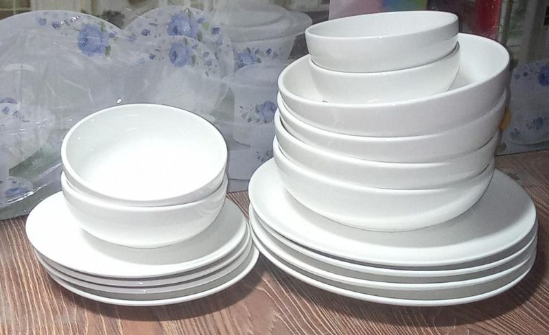 KitchenPro Ceramic dinner set 16 piece with 4bowls,4sideplates, 4 Oval plates 4dinner plates 20253
