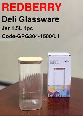 Glass Storage 1.5Ltrs With Bamboo Lid Delisoga