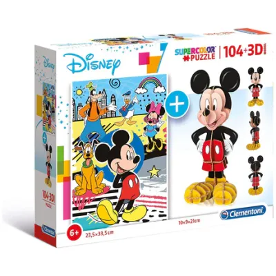 MICKEY MOUSE 104PCS + 3D MODEL PUZZLE [20157] CLEMENTONI