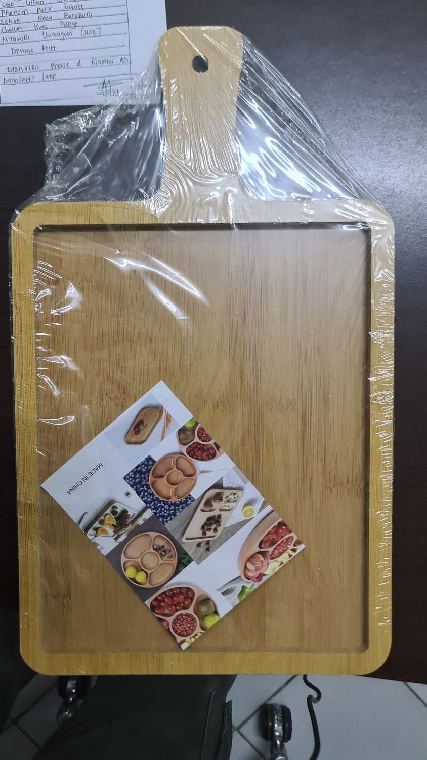 Bamboo charcuterie board food tray with handle 25X25cm  KitchenPro