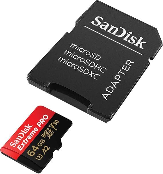 SanDisk 64GB Extreme PRO microSDXC Card + SD Adapter + RescuePro Deluxe, up to 200 MB/s, with A2 App Performance, for Smartphones, Action Cameras or Drones UHS-I Class 10 U3 V30
