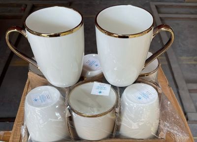 6-Pack Ceramic Mugs Gold Rimmed - 15995 KitchenPro