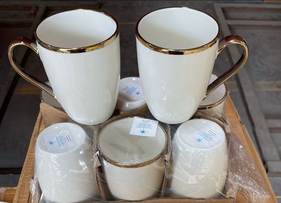 6-Pack Ceramic Mugs Gold Rimmed - 15995 KitchenPro