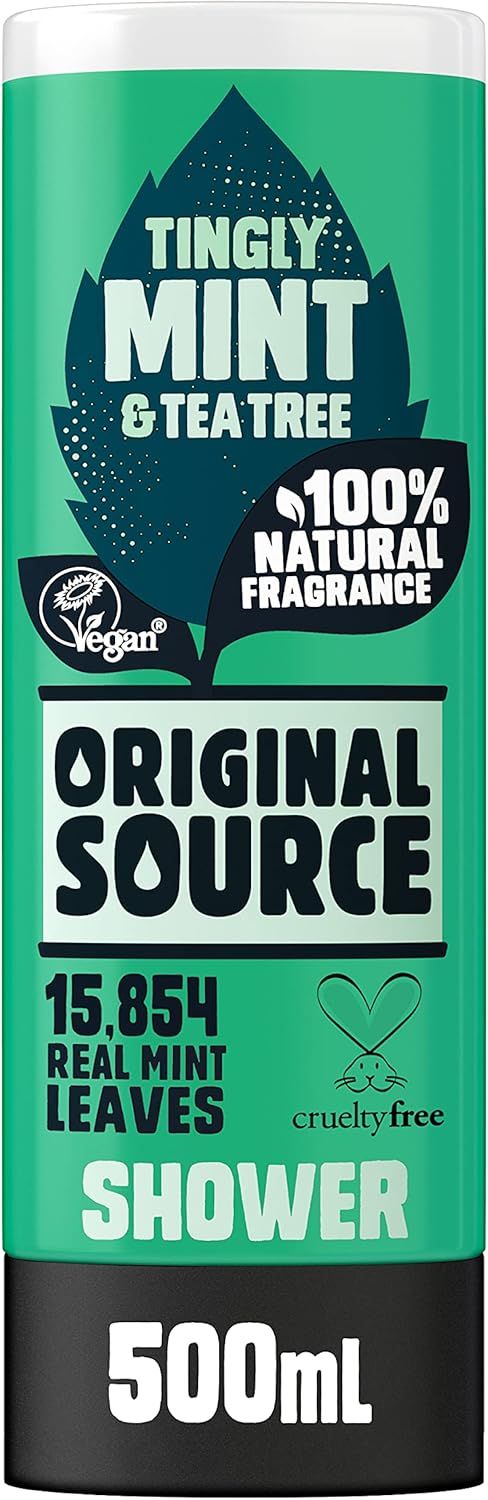 Original Source Mint &amp; Tea Tree Shower Gel, 100 Percent Natural Fragrance, Vegan, Cruelty Free, Paraben Free, 500 ml