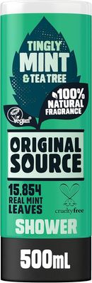 Original Source Mint &amp; Tea Tree Shower Gel, 100 Percent Natural Fragrance, Vegan, Cruelty Free, Paraben Free, 500 ml