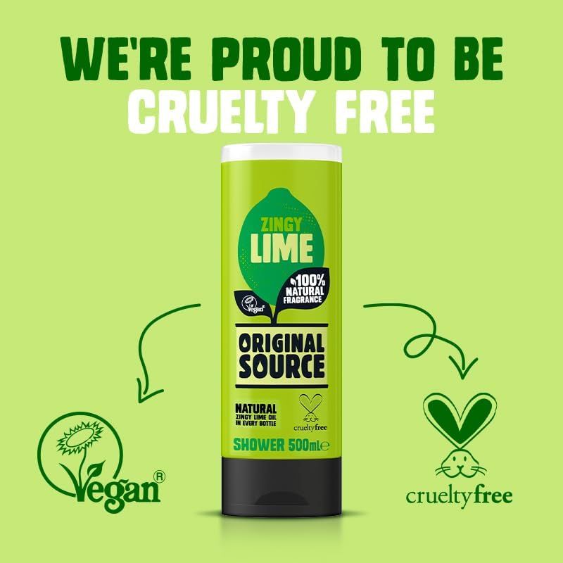 Original Source Lime Shower Gel, 100 Percent Natural Fragrance, Vegan, Cruelty Free, Paraben Free, 500 ml