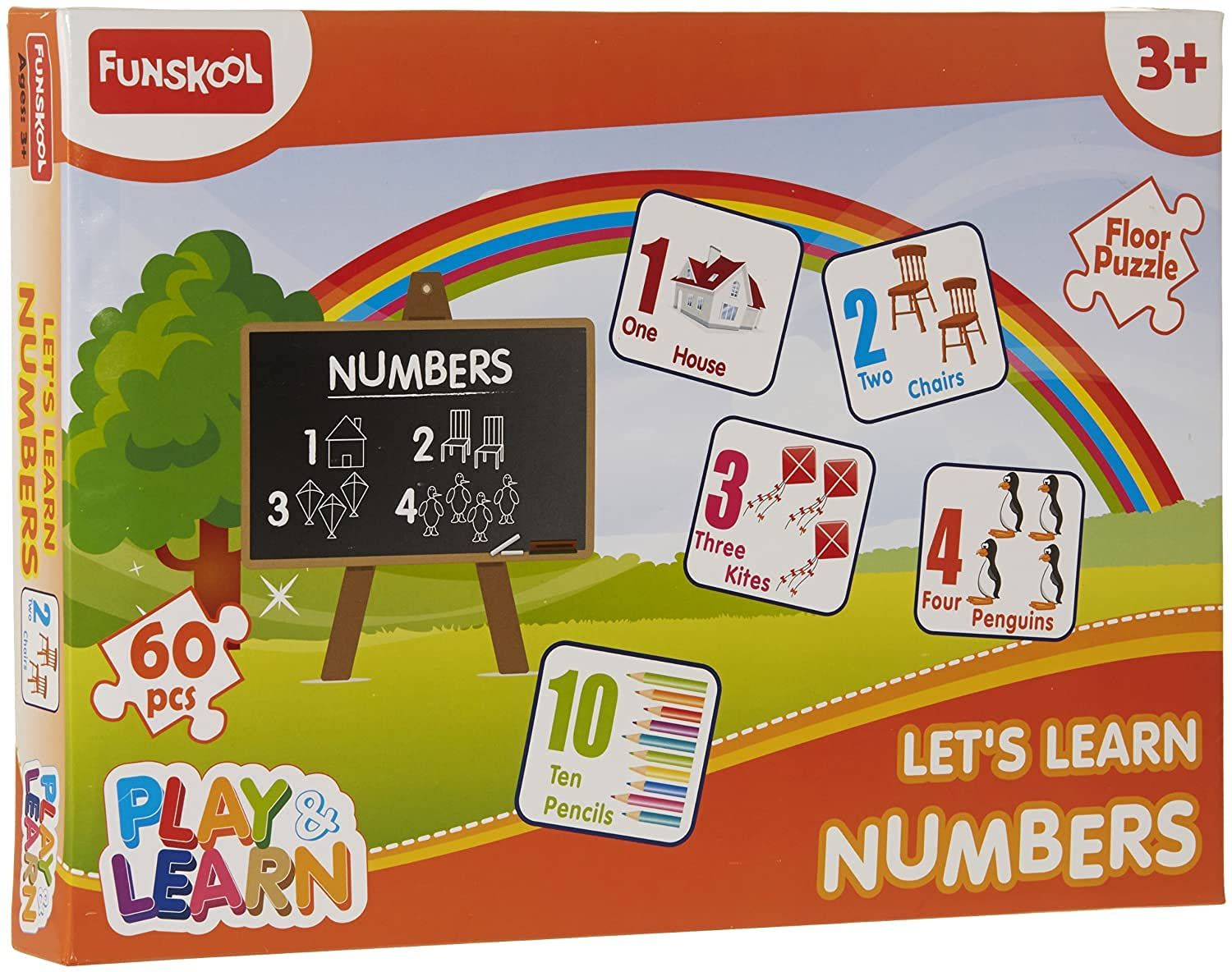 Funskool Play &amp; Learn-Numbers,Educational,60 Pieces,Puzzle,For 3 Year Old Kids And Above,Toy,Multicolor 9421500