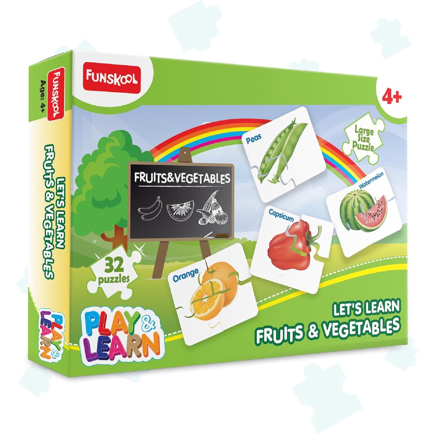 Funskool Play &amp; Learn-Fruits &amp; vegetables ,Educational,60 Pieces,Puzzle,For 3 Year Old Kids And Above,Toy,Multicolor 9421400