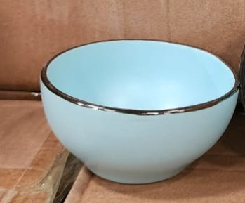 4.5&quot; Porcelain Bowl Green with Gold Rim