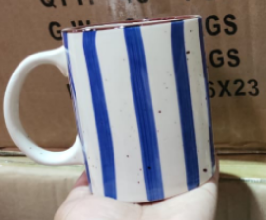 Porcelain Mug 414ml Off White with Blue Lines FORM Living