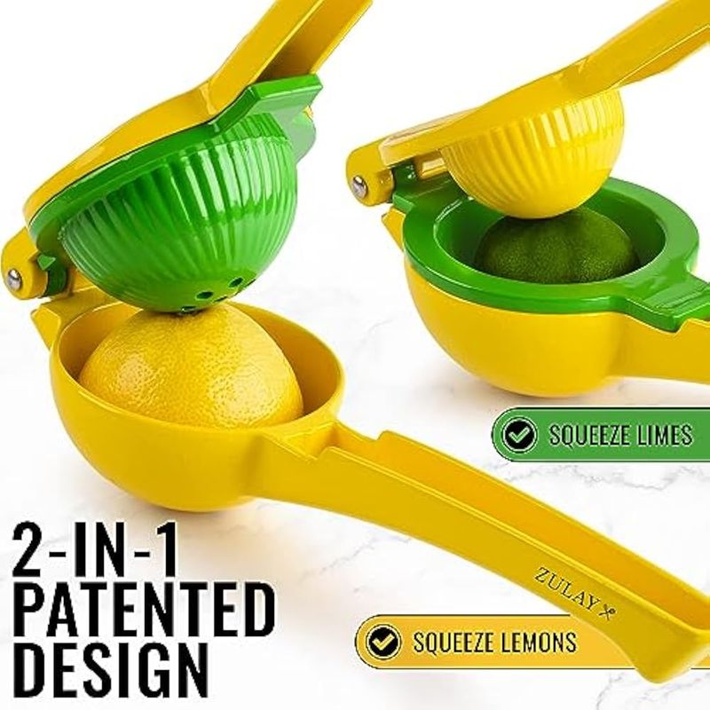 BA Metal 2-in-1 Lemon Lime Squeezer - Max Extraction Manual Citrus Juicer