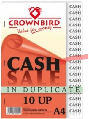 Cash Sale Book 10 Ups A4 CrownBird