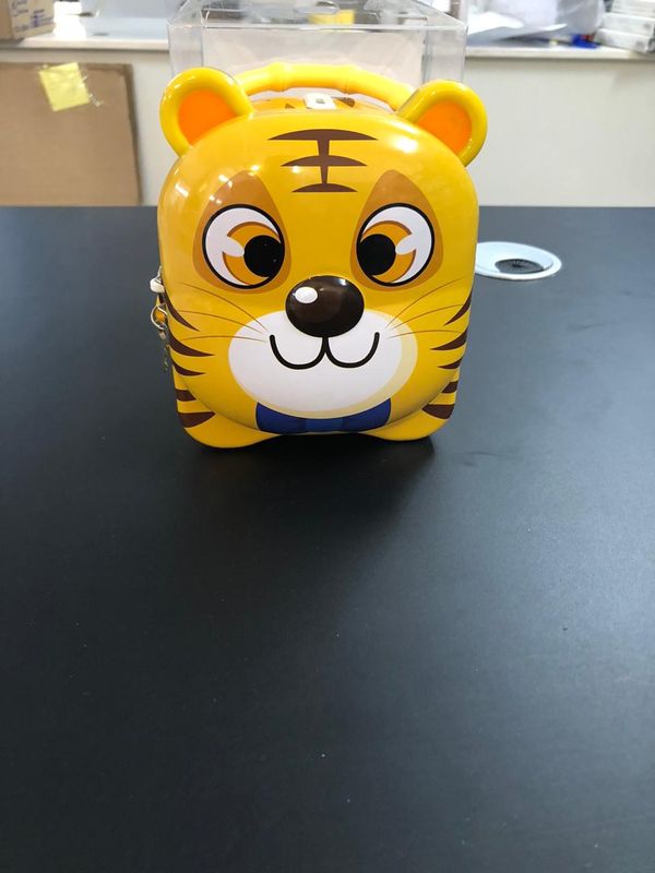 Metallic piggy bank with Clock #S-252