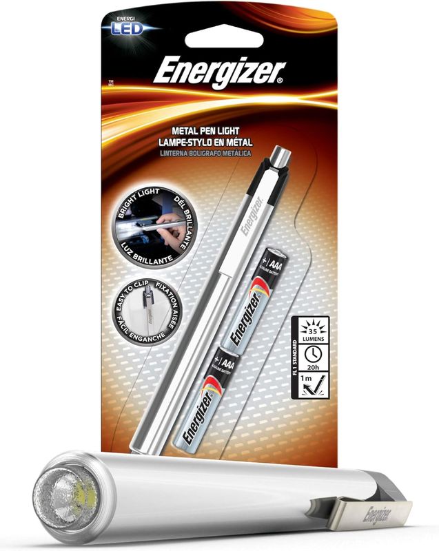 Energizer LED Pocket Pen Light Flashlight - Small, Mini, Stylus PenLight with Clip - Perfect Flashlights for Inspection, Work, Repair, AAA Batteries