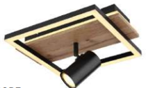 GLOBO Square Black Wood LED Ceiling Spot Light - 24W 3K, 1xGU10 - L320xW270xH150mm