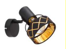GLOBO Single E27 Spotlight - Textile Black &amp; Gold Finish 54040-1