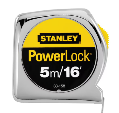 Stanley STHT33158-8 Power Lock Measure Tape 5M Yellow/Silver