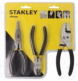 Stanley 3-Piece Basic Plier Set - Forged Steel, Chrome-Nickel Steel - Double Dipped Handle, Rust Resistant, Comfortable Grip, Machined Jaws‎ 84-114