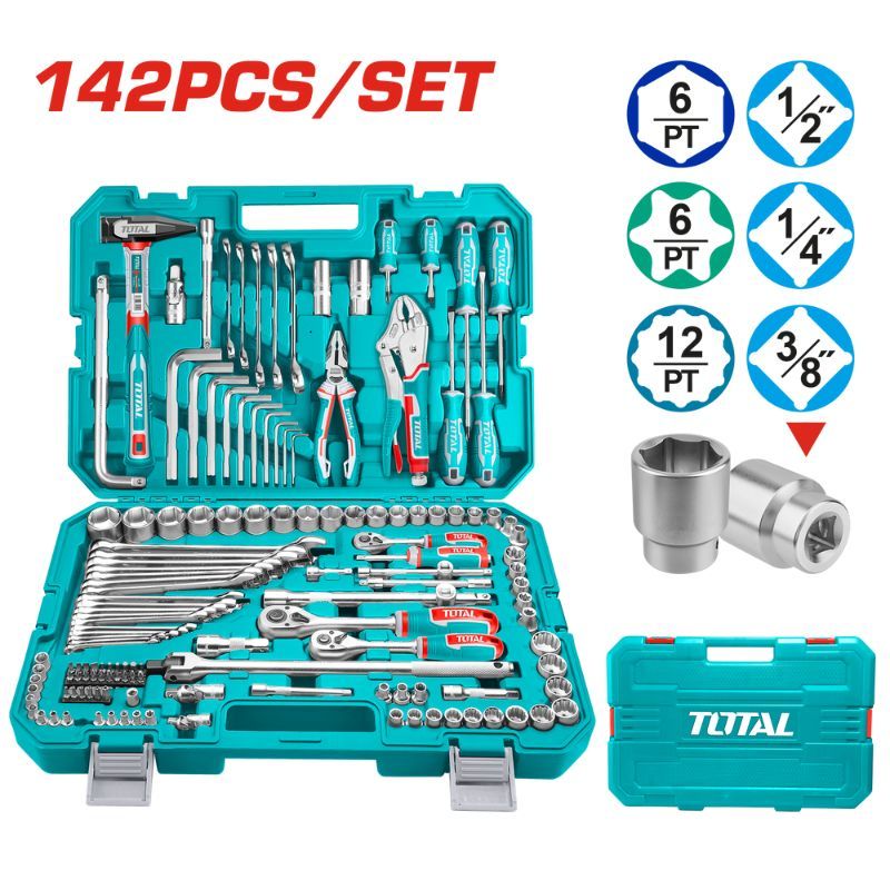 Total Tools 142 Pcs Combination Tools Set (THKTHP21426)