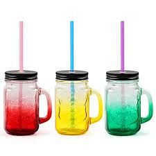 Mason jar 1pc 500ml with lid and straws