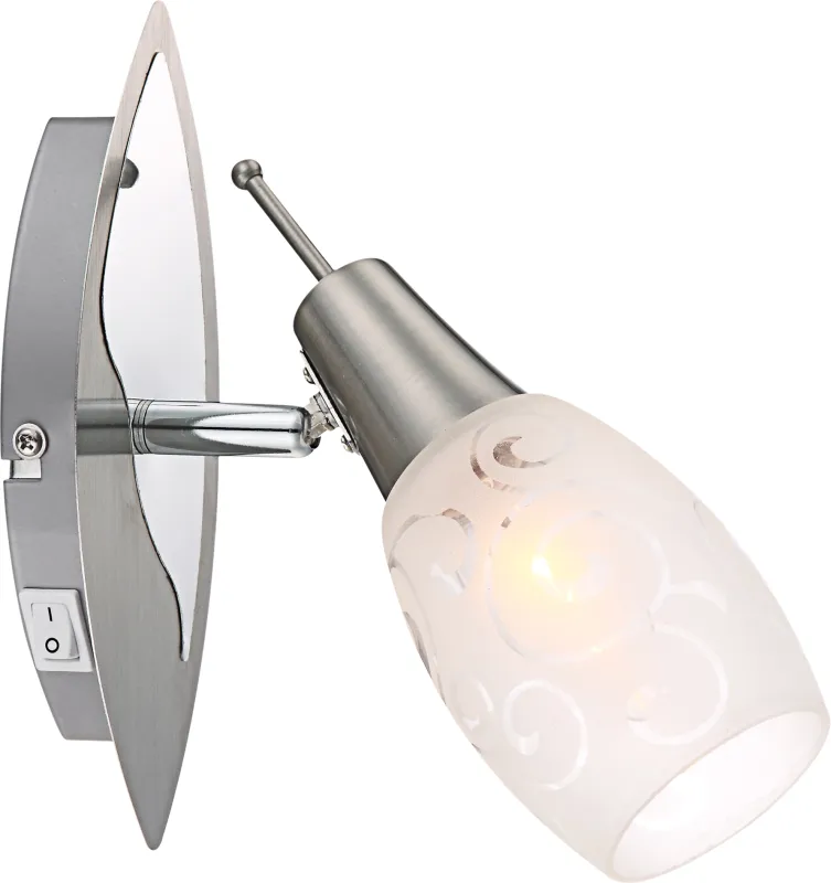 Globo FLORITA spotlight chrome, matt nickel, 1-light source 54984-1 handcrafted