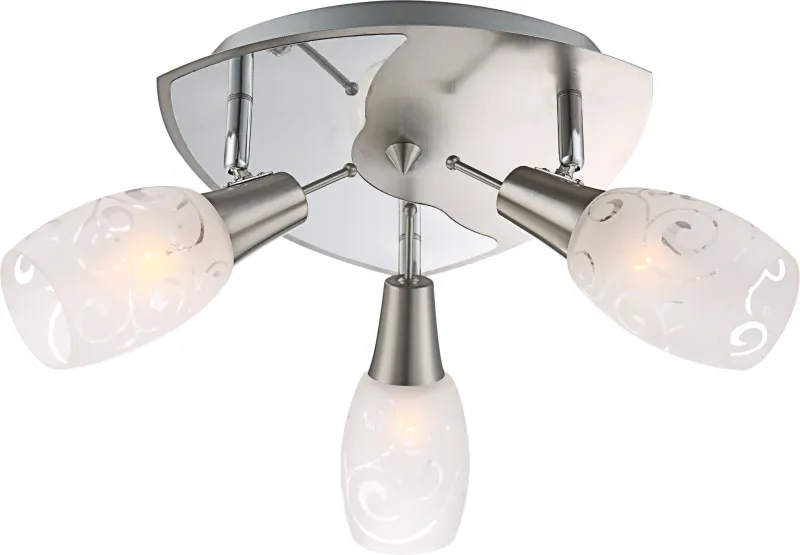 Globo FLORITA ceiling light chrome, matt nickel, 3-light sources 54984-3 Handcrafted