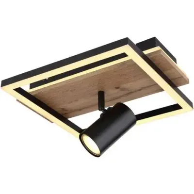 GLOBO 67305D Square Black Wood LED Ceiling Spot Light - 24W 3K, 1xGU10 - L320xW270xH150mm
