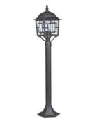 Illumat Black with Clear Glass Four Sided Lantern IP44 Outdoor 100cm Short Bollard Light Black | Clear ILM1355LF