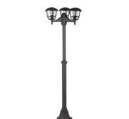 illumat Lighting Classical SAGE  6 ft. 3-Light Black Outdoor Lamp Post Light Fixture Set with Clear Glass ILM0601LF