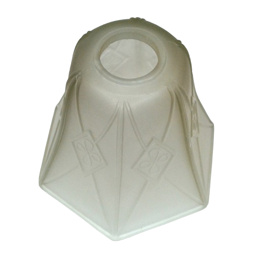 Frosted Art Deco Style Chandelier Glass Shade Replacement - Bell/Square Shape with Embossed Diamond Pattern