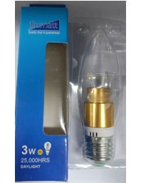 Illumatt 3W E27 LED Candle Lamp - Clear Daylight White