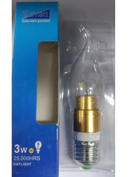 Illumatt 3W E14 Clear LED Tailed Candle Lamp - Daylight White