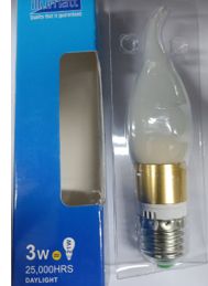 Illumatt 3W E27 Frosted LED Tailed Candle Lamp - Daylight White