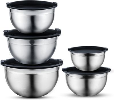 VINOD Intelligent Cookware 10-Piece Stainless Steel Mixing Bowl Set