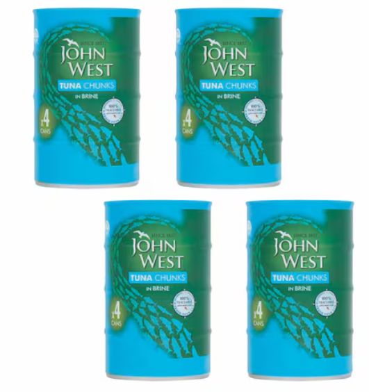 John West Tuna Chunks Brine 4X145G - Canned Fish