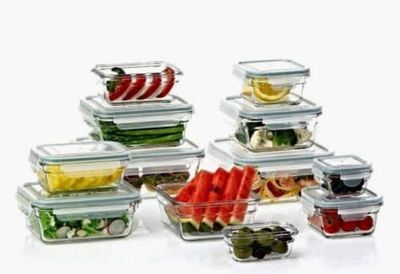Red Cherry Glass Food Storage Containers 9pcs set, Premium Borosilicate Glass