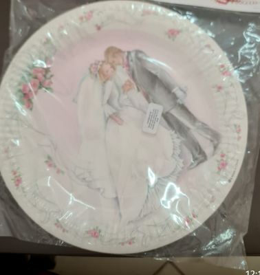 ESS-KD165 9&quot; WHITE WEDDING PAPER PLATES  6PCS