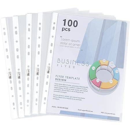 ESS multi punched file pocket 50 micron 100pcs white strip D100, Wholesale pack