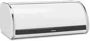 Brabantia Roll Top Bread Basket Box (White) Large Front Opening Flat Top Bread Box, Fits 2 Loaves, Ideal for Kitchen Counter
