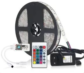 LED Strip Light 60LED/M, RGB with Power Supply driver &amp; Remote Contrrol - Model WW-5050-60-12V-WP-RC