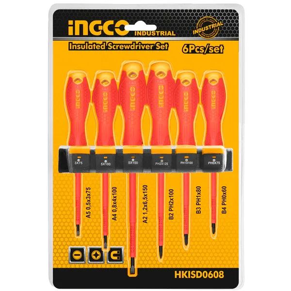 Ingco HKISD0608 6 Pcs Insulated Screwdriver Set