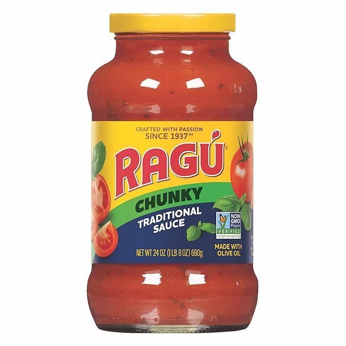 Ragu Chunky Traditional Pasta Sauce with Diced Tomatoes, Basil, and Italian Herbs and Spices, 24 OZ